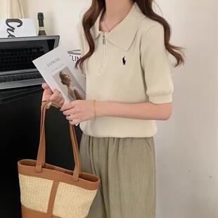 short design and shirts sleeved zipper half Korean The