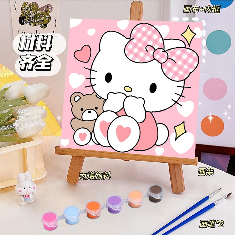 diy数字油画20儿童卡通动漫油彩画手工涂色数字填画装饰画批货