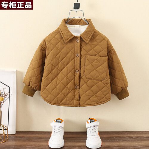 韩国AS品牌男童轻薄棉服秋冬装新款男孩加绒加厚上衣儿童夹棉外套