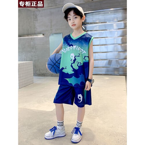 韩国AS品牌男童篮球服套装夏季薄款2026新款大童运动夏装儿童速干