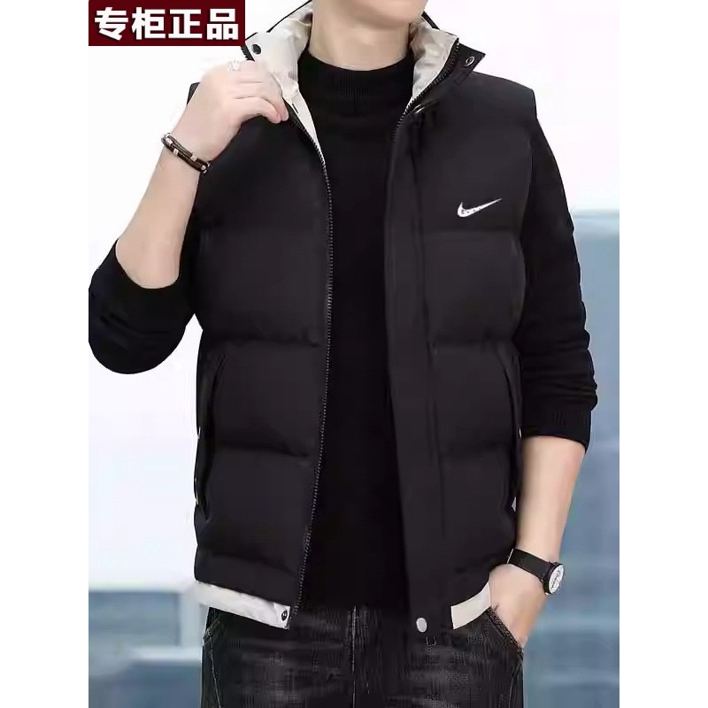 奥莱官方旗舰店唯品会潮牌羽绒棉马甲男士红色立领外套秋冬季百搭