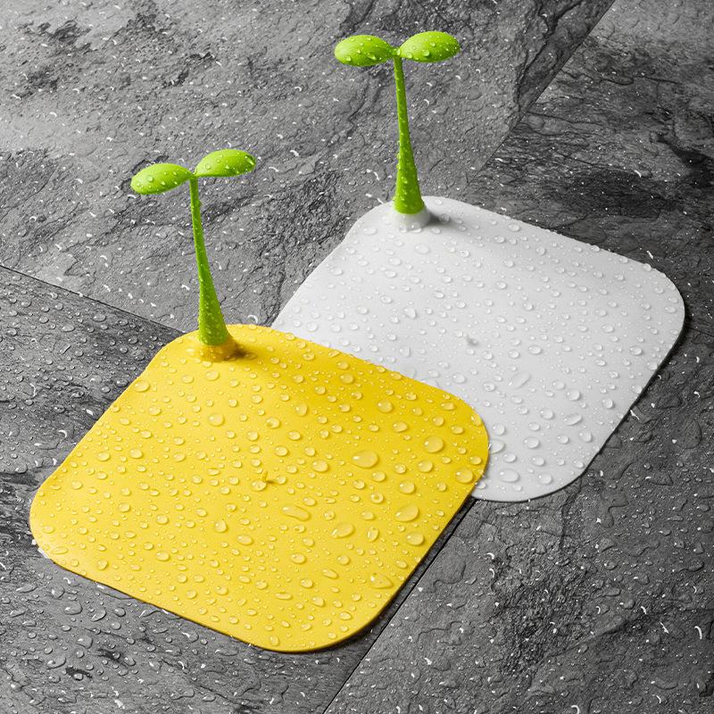 Small Bean Sprout Floor Drain Stickers for Bathroom Sewer -