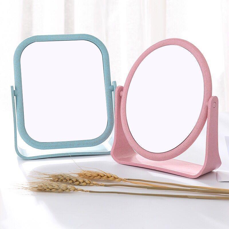 Two-Sided Desktop Mirror for Dormitory, Rotatable Student Ma
