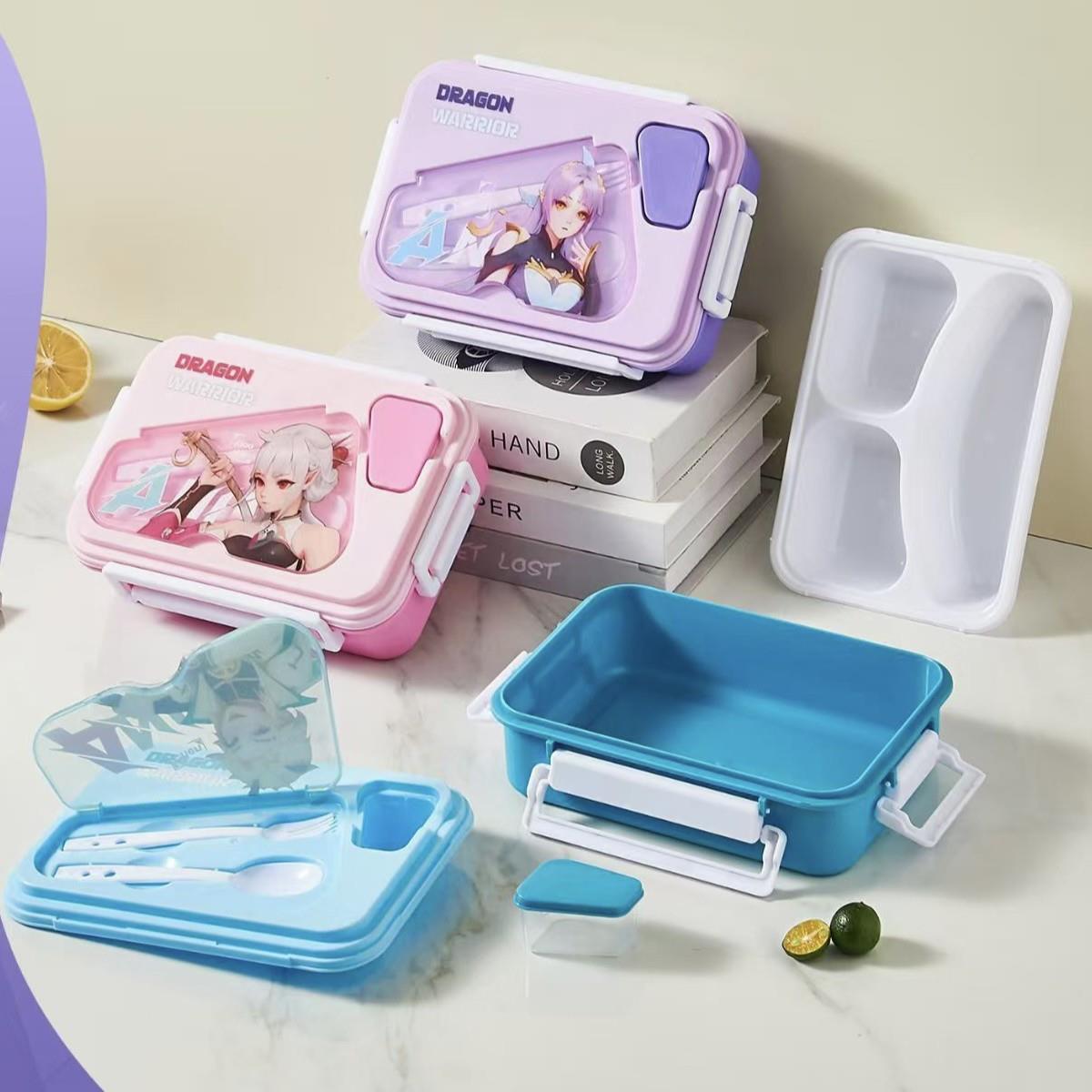 Cute Cartoon Compartment Bento Box for Students, Portable Lu