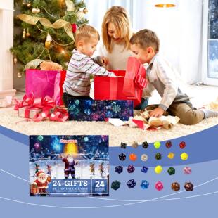 Dowmoo Christmas Countdown Calendar Dice Blind Box, Acrylic