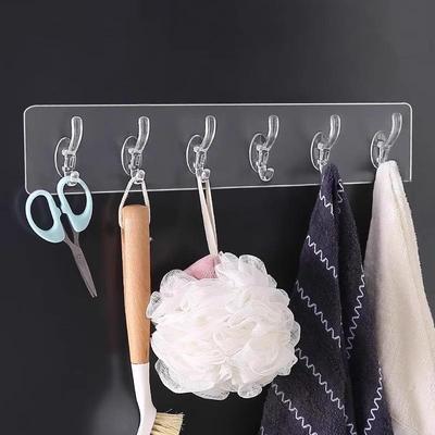 Six-hook no-drill strong adhesive wall-mounted hanger,痕承重