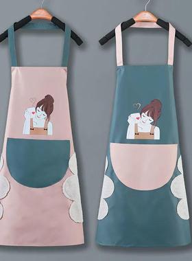 Cute Korean-style summer apron for home kitchen use, waterpr