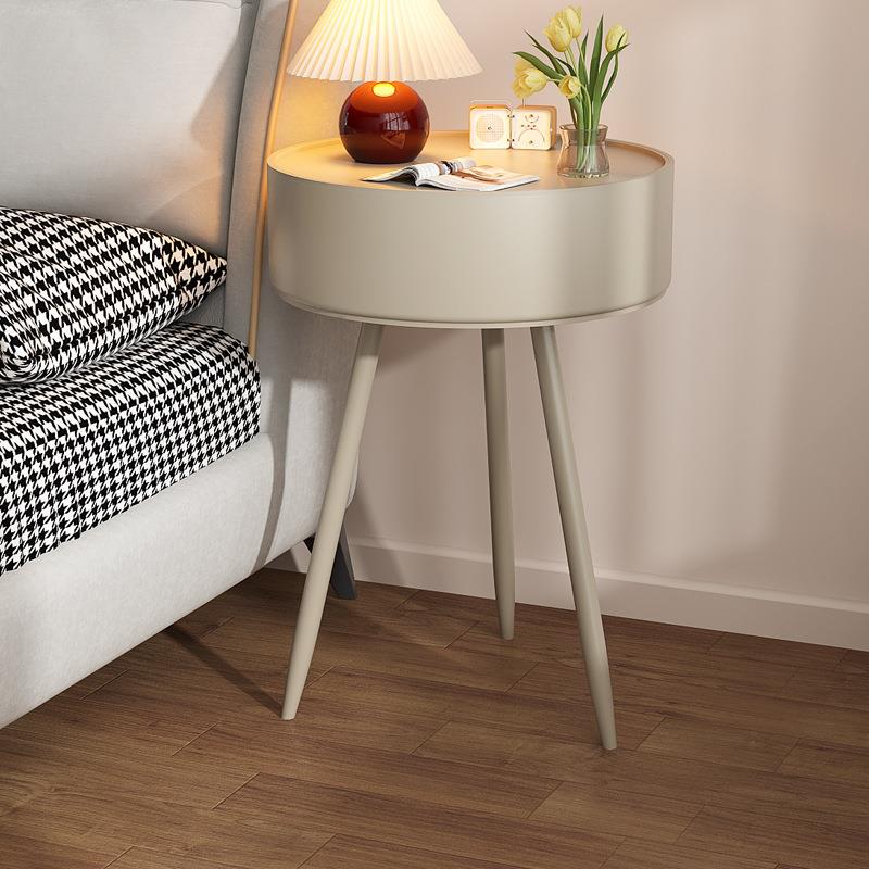 Cream-colored bedside table, modern and minimalist side tabl