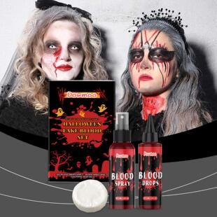 Dowmoo Halloween Fake Blood 3-Piece Set, Washable Realistic