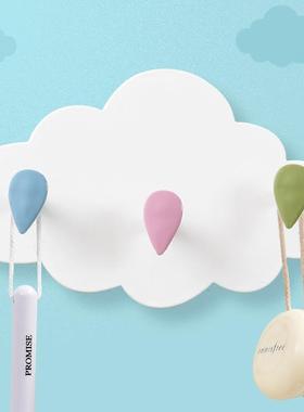Cloud-shaped cartoon wall-mounted coat hooks, strong and cre