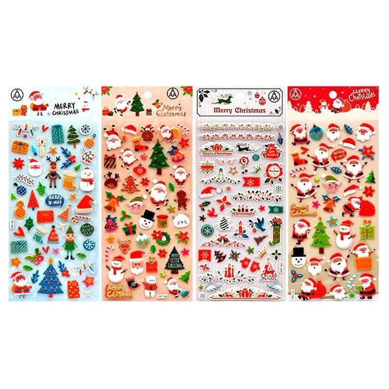 1Sheets Christmas 3D Puffy Bulk Stickers Cartoon Santa Claus