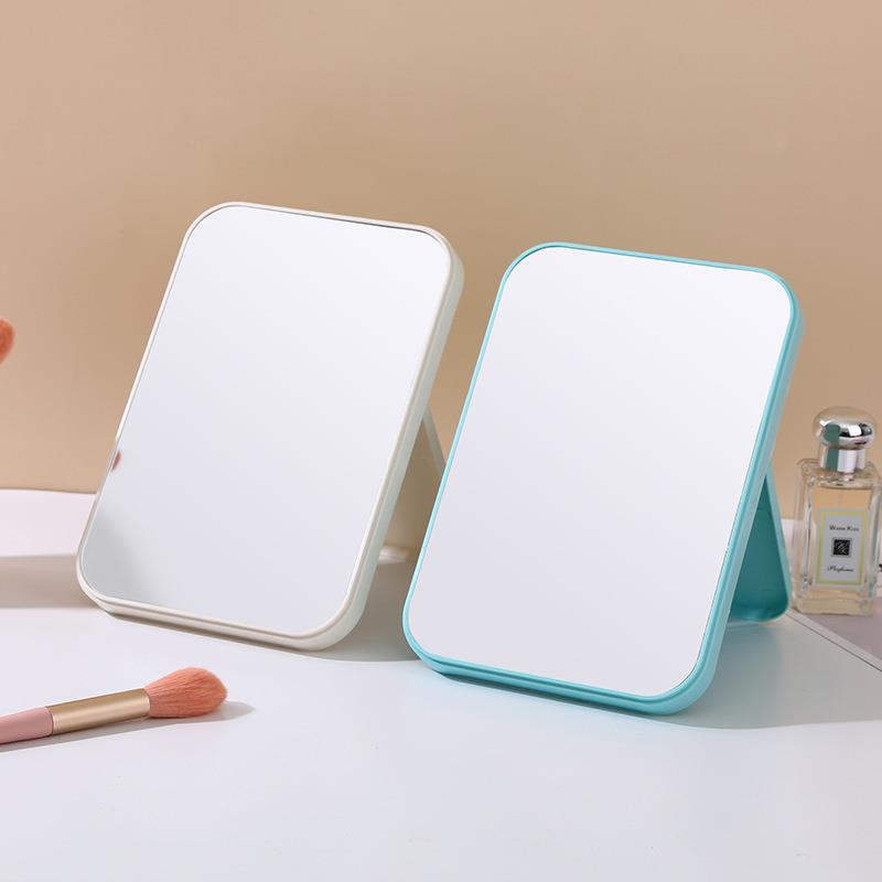 A简约长方形桌面镜子，高清化妆镜，台式梳妆镜，可折叠便携公主