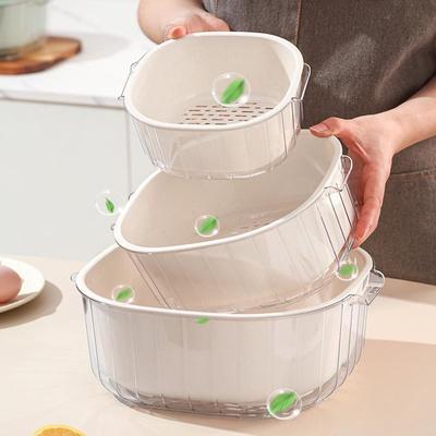 Double-layer large capacity kitchen draining basket for frui