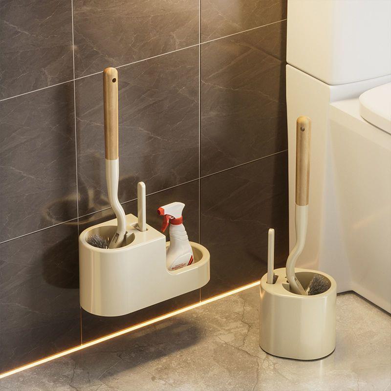 Wall-mounted toilet brush set for home use, designed to clea