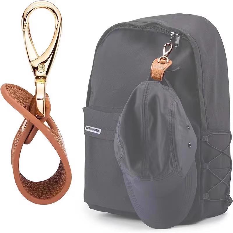 Outdoor Travel Hat Clip Hook Scarf Buckle PU Leather Handbag