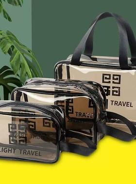 A transparent cosmetic bag, portable and large capacity toil