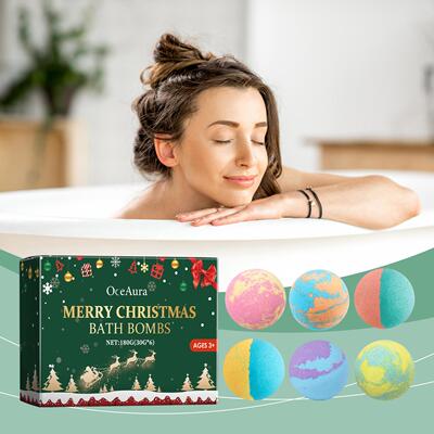 OCEAURA Christmas Colorful Bath Bombs, Bubble Shower Fragran