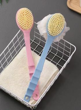 Long-handled soft bristle bath brush, wall-hangable back scr
