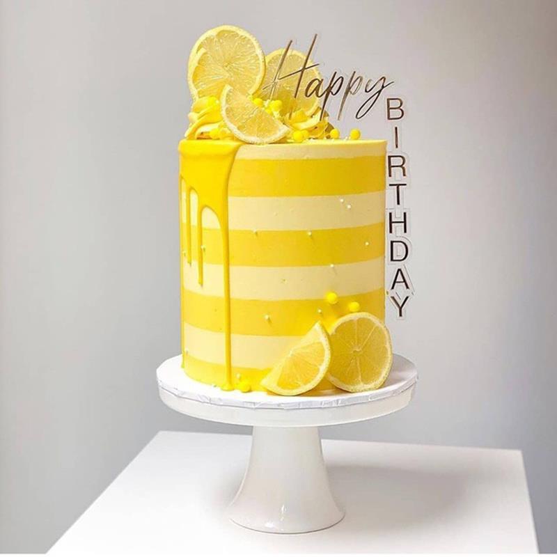 New Happy Birthday Acrylic Cake Topper Gold Rose Pink Cupcak