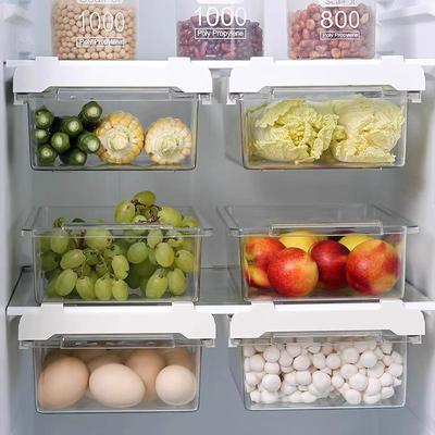 Hanging drawer-style refrigerator storage box for organizing