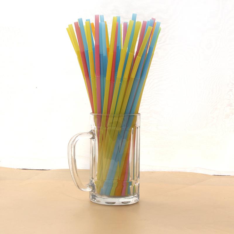 Large pack of disposable colorful bent straws for drinking c