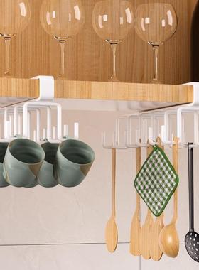 Kitchen Storage Rack with Hooks, No-Drill Mop Holder, Pot Sh