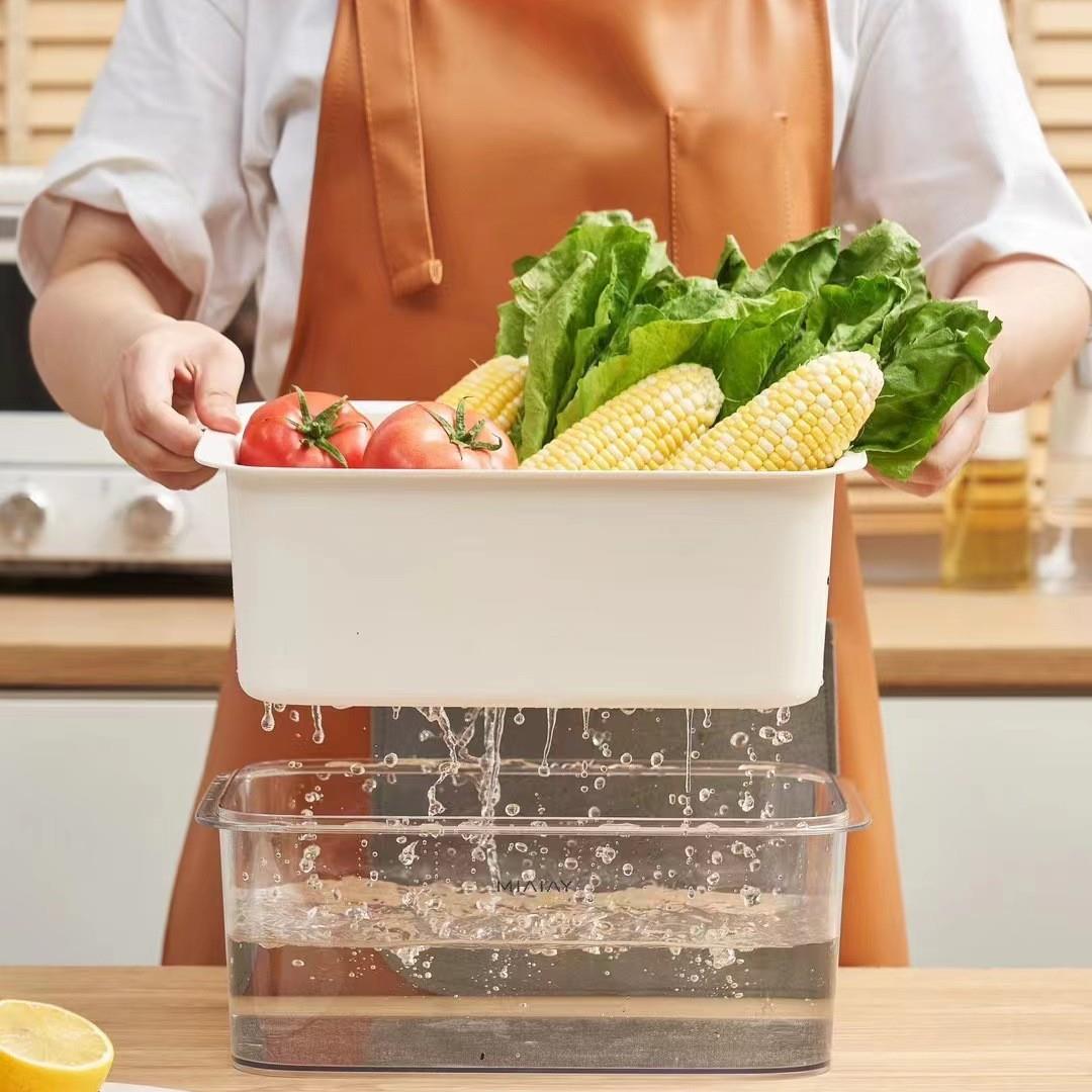 New Double-Layer PET Water Drainage Basket Creative Plastic