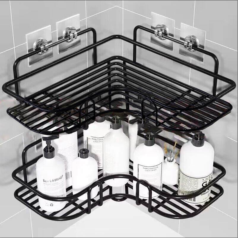Triangle-shaped storage rack, iron art bathroom no-drill wal