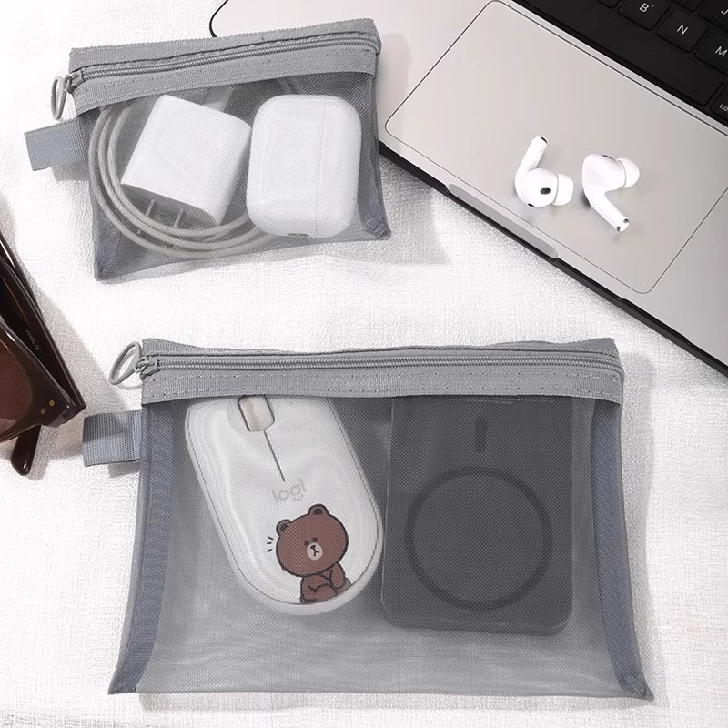 Mesh cosmetic bag lipstick touch-up case card holder small