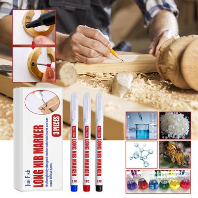 Jue-Fish Long Tip Deep Hole Marking Pen, Oil-based Waterproo