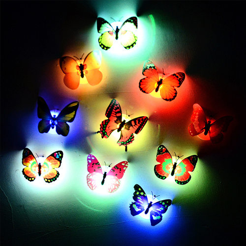 Colorful Glowing Butterfly Lights Wall Decor LED Stick-on