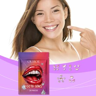 OUHOE Crystal Tooth Gems Shimmering Tooth Decorations Fashio