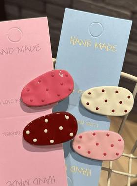 Cute polka dot water drop hair clip, sweet and girly forehea