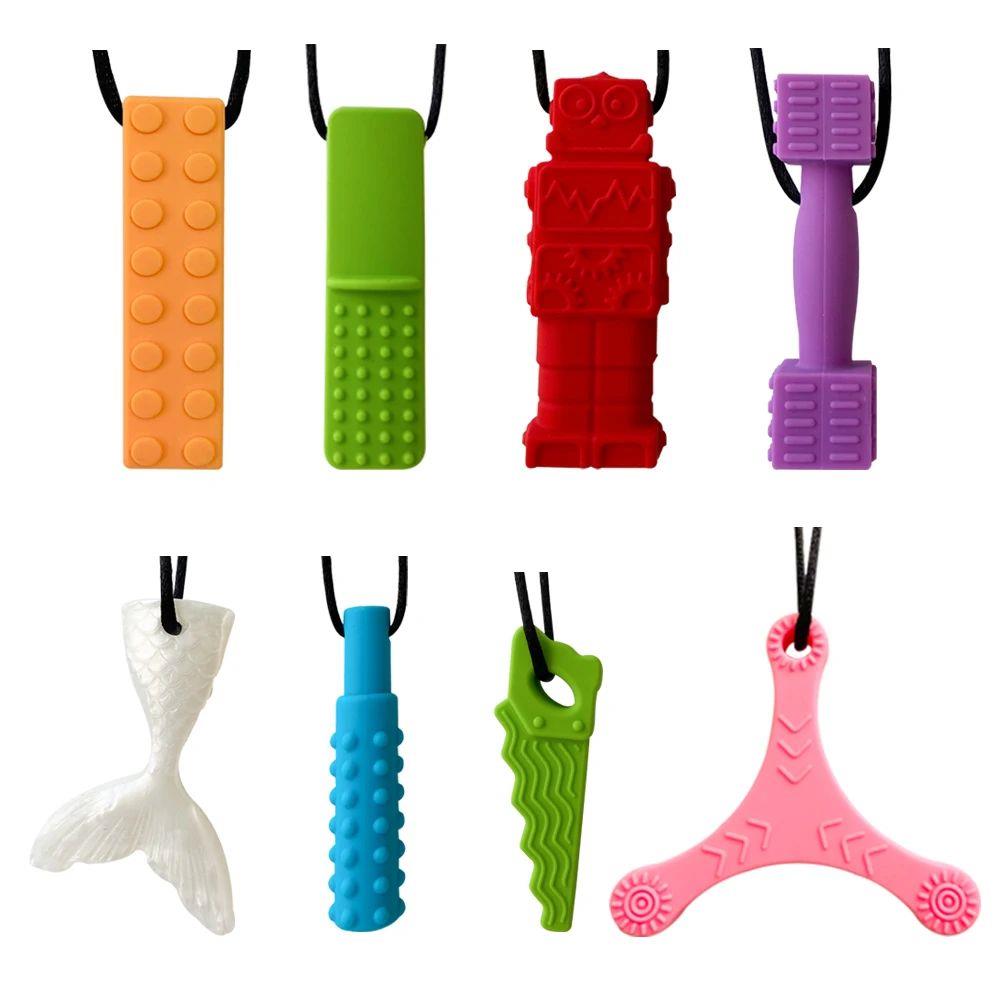 Baby Silicone Teether Kids Chew Necklace Sensory Chewy Penda