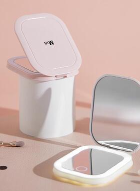 New LED Lighted Folding Portable Makeup Mirror - Compact Tra