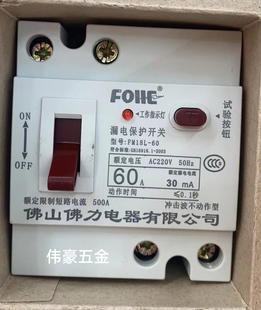 佛山佛力家用两项总开关漏电保护器断路器FM18L 32A 40A FM18L