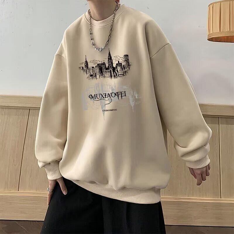 男士秋冬美式复古宽松落肩卫衣