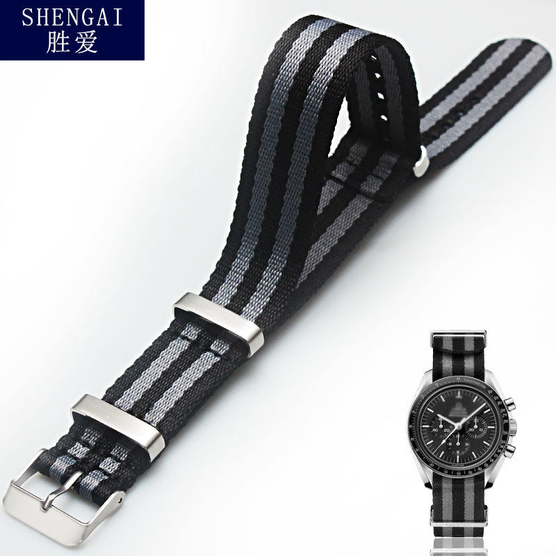 适配欧米茄手表带NT/北约海马300/600/007超霸蝶飞尼龙帆布男表链