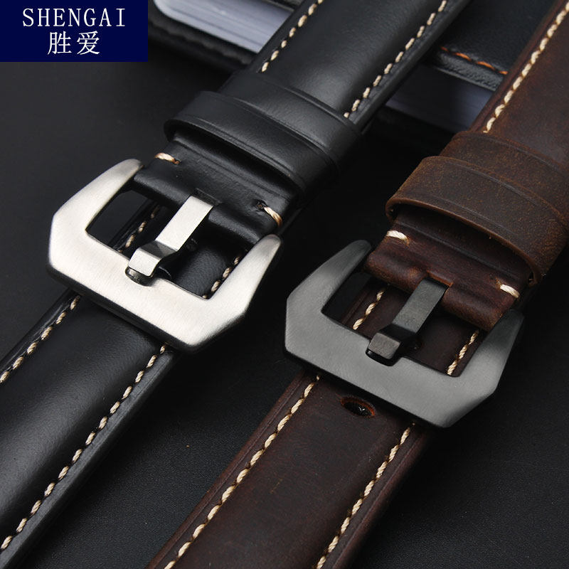 适配沛纳海panerai-现代款系列pam00441真皮表带疯马牛皮表带配件