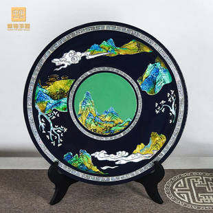 螺钿漆器工艺品千里江山大看盘摆件商务礼品生日礼物桌面奢华摆件