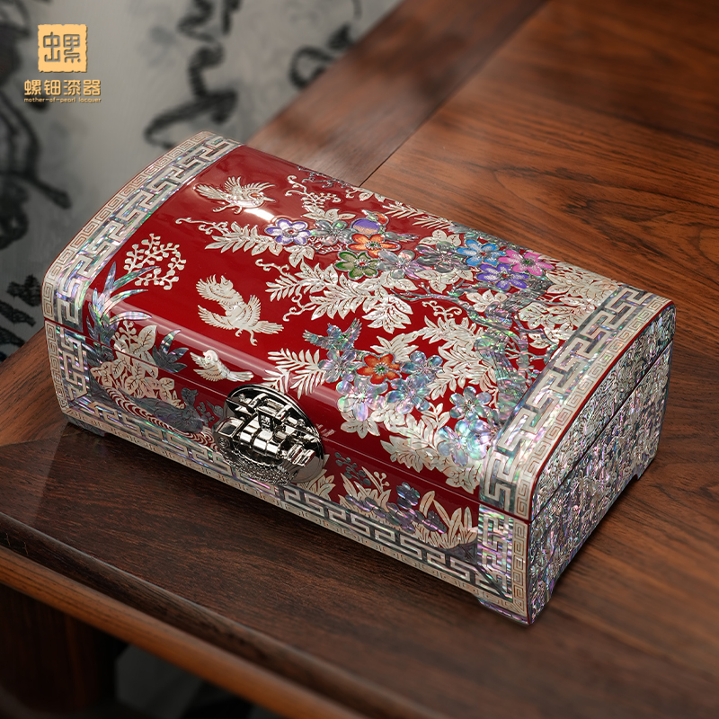 首饰盒螺钿漆器高档奢华实木质