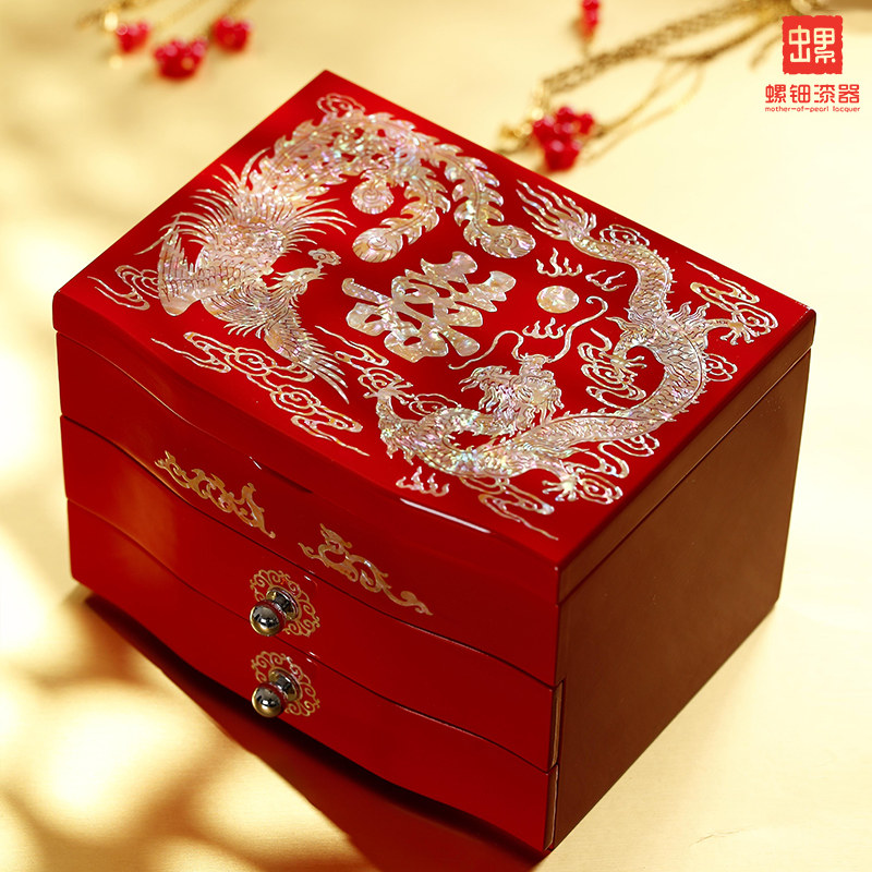 螺钿漆器首饰盒结婚礼物木质高档耳饰品项链收纳盒订婚带锁珠宝盒,饰品/流行首饰/时尚饰品新,首饰盒,淘宝优惠券,粉丝福利购,淘宝优惠卷