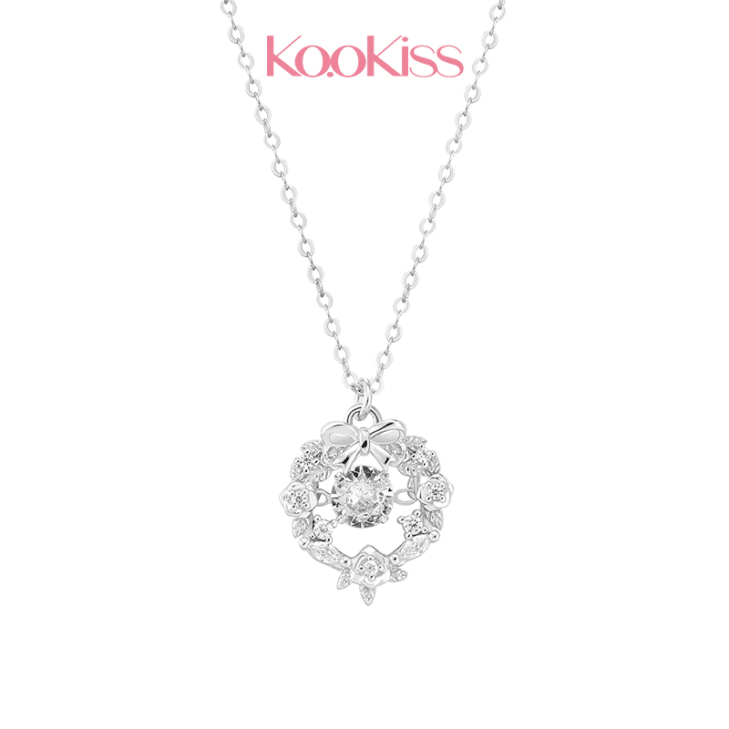 KOOKISS S925银穗穗平安蝴蝶结荆棘花环轻奢简约百搭小众高级项链