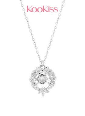 KOOKISS S925银穗穗平安蝴蝶结荆棘花环轻奢简约百搭小众高级项链