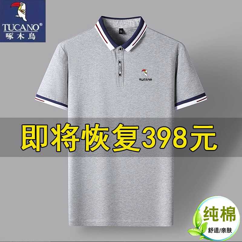 啄木鸟男装短袖纯棉T恤夏季薄款运动休闲POLO衫翻领半袖打底衫潮T