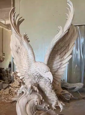 大展宏图动物根雕鹰香樟艺术摆件