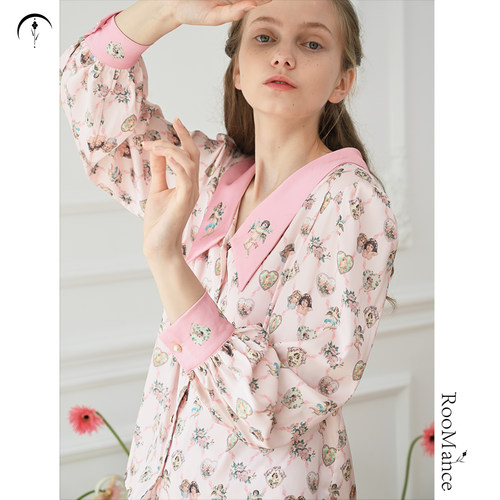 Roomance原创设计冰丝睡衣两件套