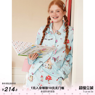 RooMance汝曼司 美人鱼花园印花纯棉睡衣女款 夏可外穿家居服套装