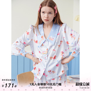 RooMance汝曼司 原创腊肠狗印花睡衣女款 夏冰丝可外穿家居服套装