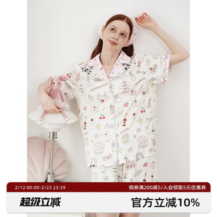 明星同款 RooMance汝曼司 原创小狗日记睡衣女秋冬绸缎家居服套装